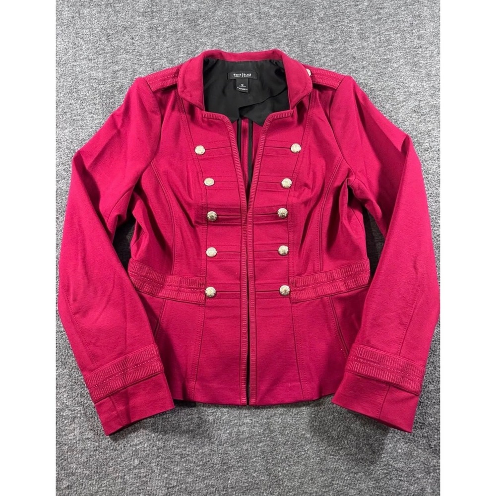 White House Black Market Military Peplum Blazer Pink Magenta Hook Eye Jacket